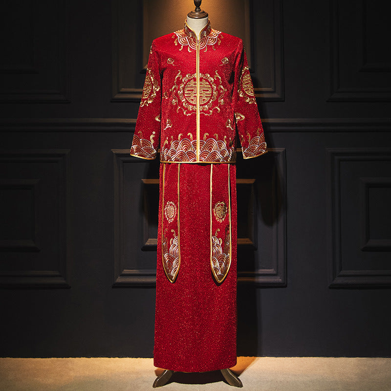 Bridal Slimming Toast Dress Plus Size Chinese Wedding Dress Formal Attire Horse Face Skirt
