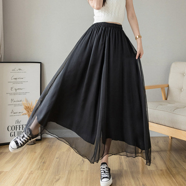 Minimalist Elegant High Waist Belly Contracting Black Wide Leg Pants