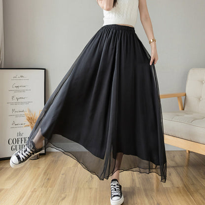 Minimalist Elegant High Waist Belly Contracting Black Wide Leg Pants