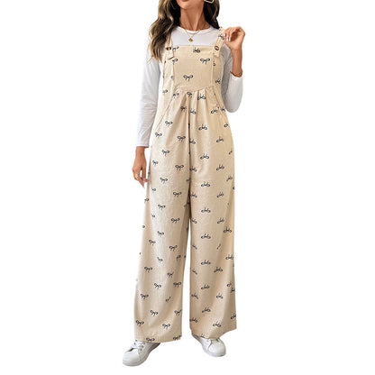 Bowknot Warm Corduroy Suspender Overalls Women