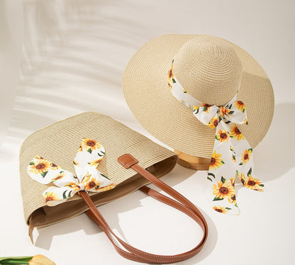 Seaside Vacation Sun Protection Straw Hat Bag Set