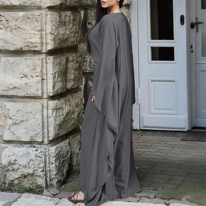 Temperament Pure Color Long Sleeve Dress Women