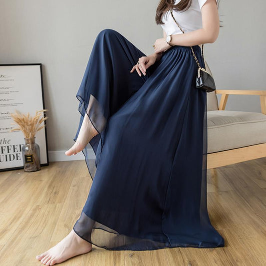 Minimalist Elegant High Waist Belly Contracting Black Wide Leg Pants