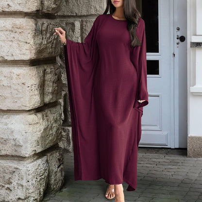 Temperament Pure Color Long Sleeve Dress Women