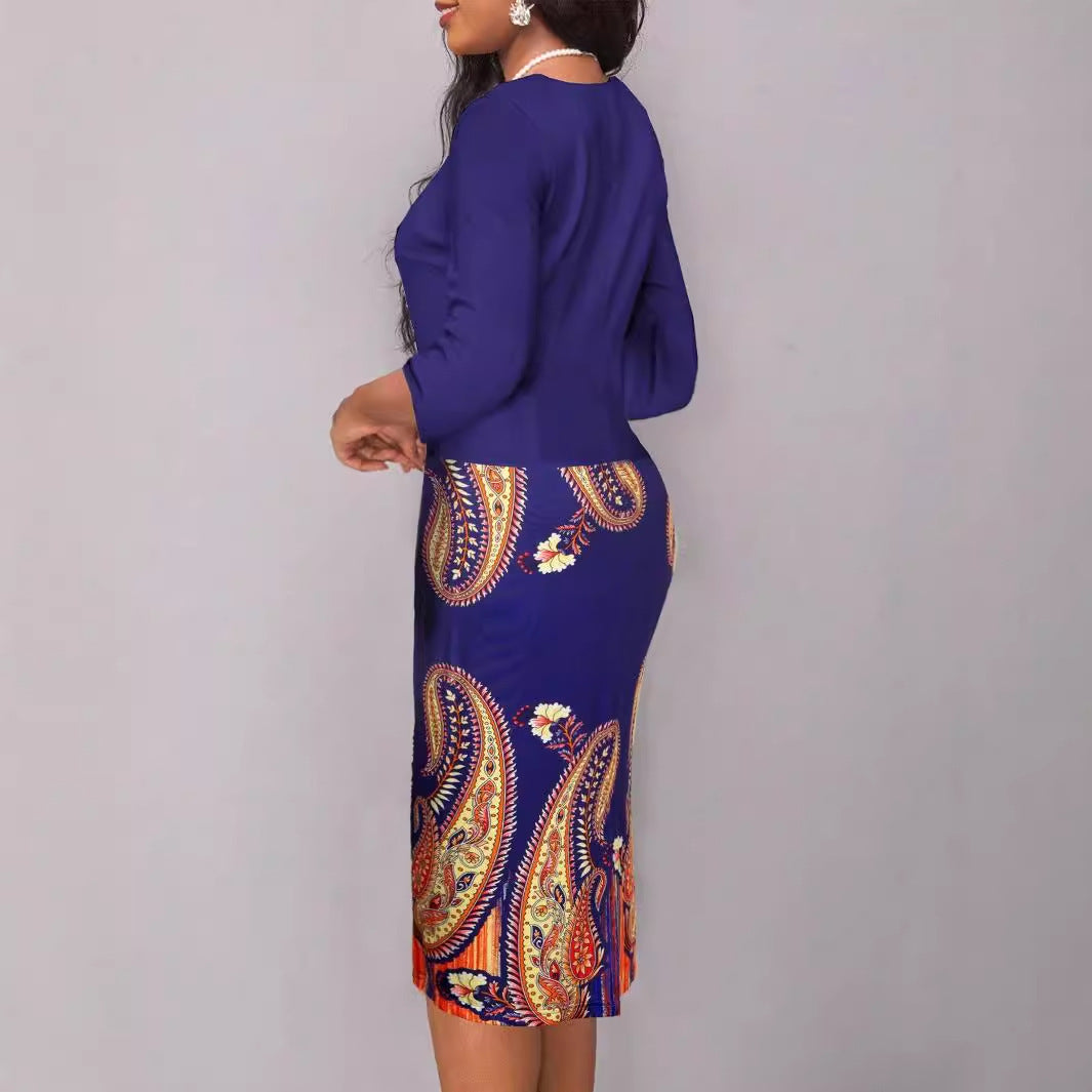 Printed Slim Fit Casual Plus Size Dress
